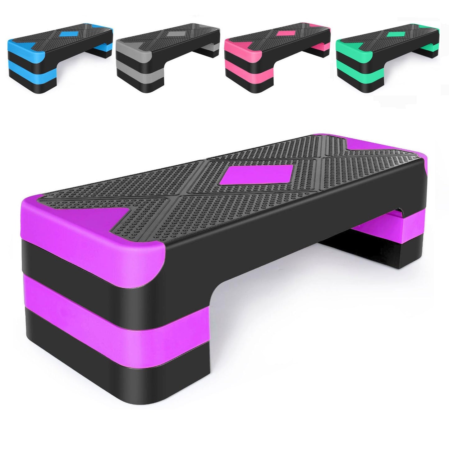 Adjustable Workout Aerobic Stepper in Fitness & Exercise Step Platform Trainer 3 settings adjustable height 4”-6”-8”