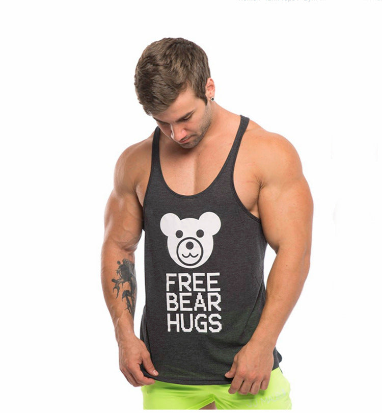 Men's Cartoon Bear Sleeveless Athletic Tank Top