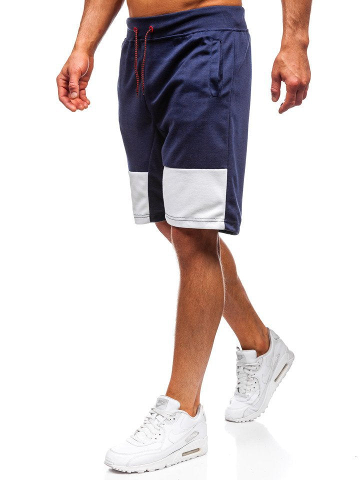 Fashion Stitching Drawstring Athletic Shorts