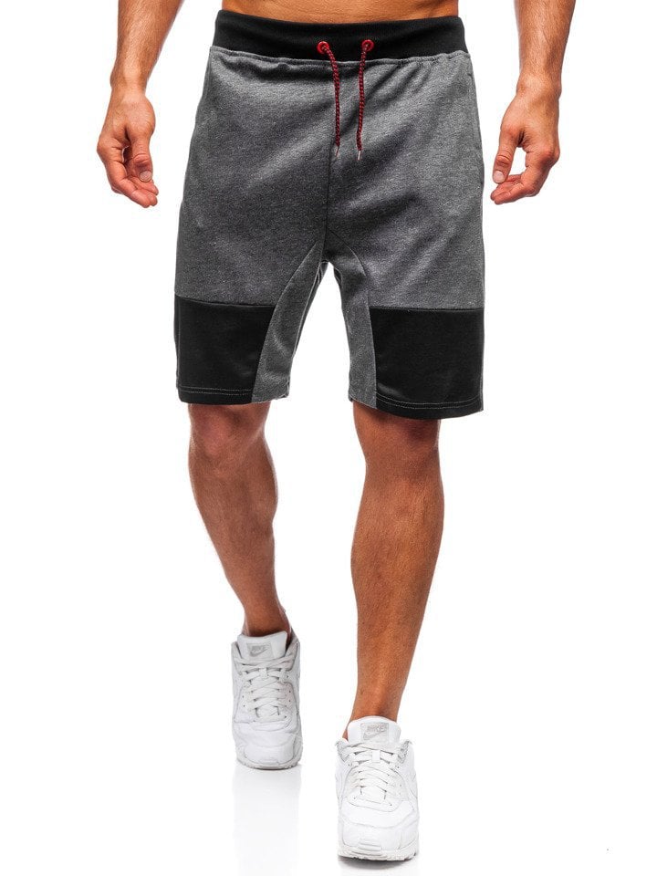 Fashion Stitching Drawstring Athletic Shorts
