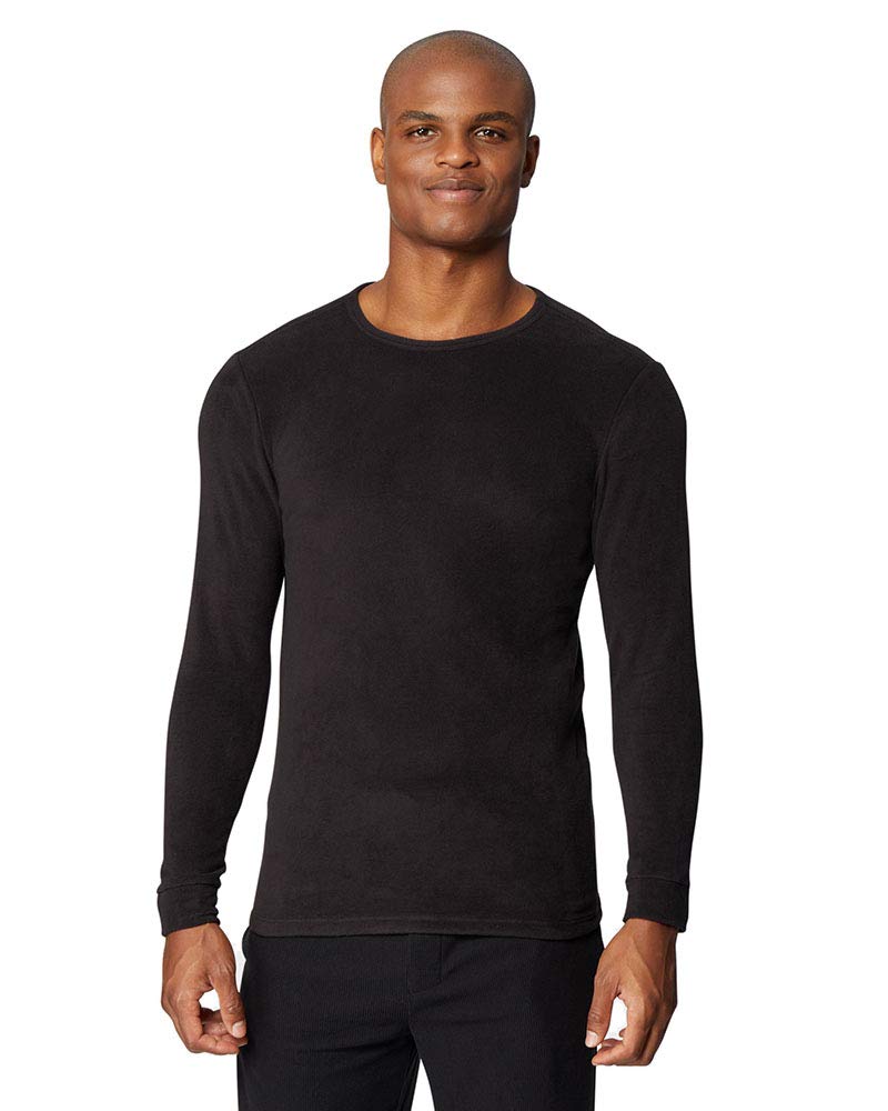 Mens Heavyweight Fleece Baselayer Crew Top Black Size Large